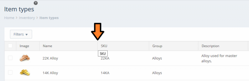 Item types - resize column