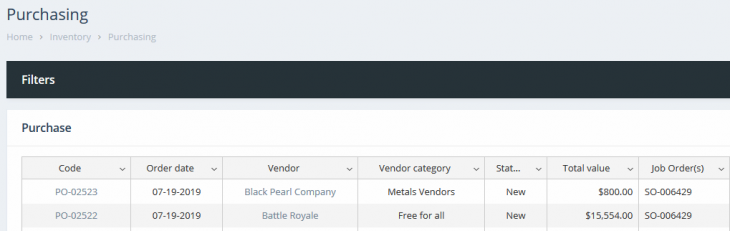 Sales order items converted into separate purchase orders